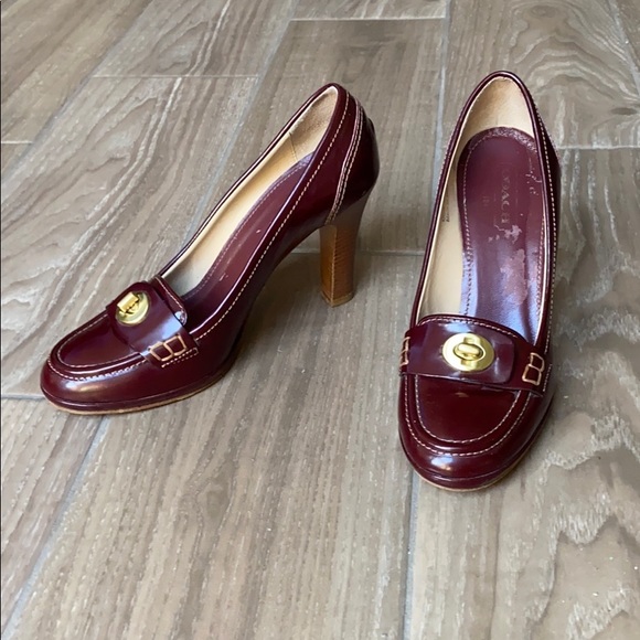 COACH Burgundy Red Heel Pumps. - Picture 1 of 6